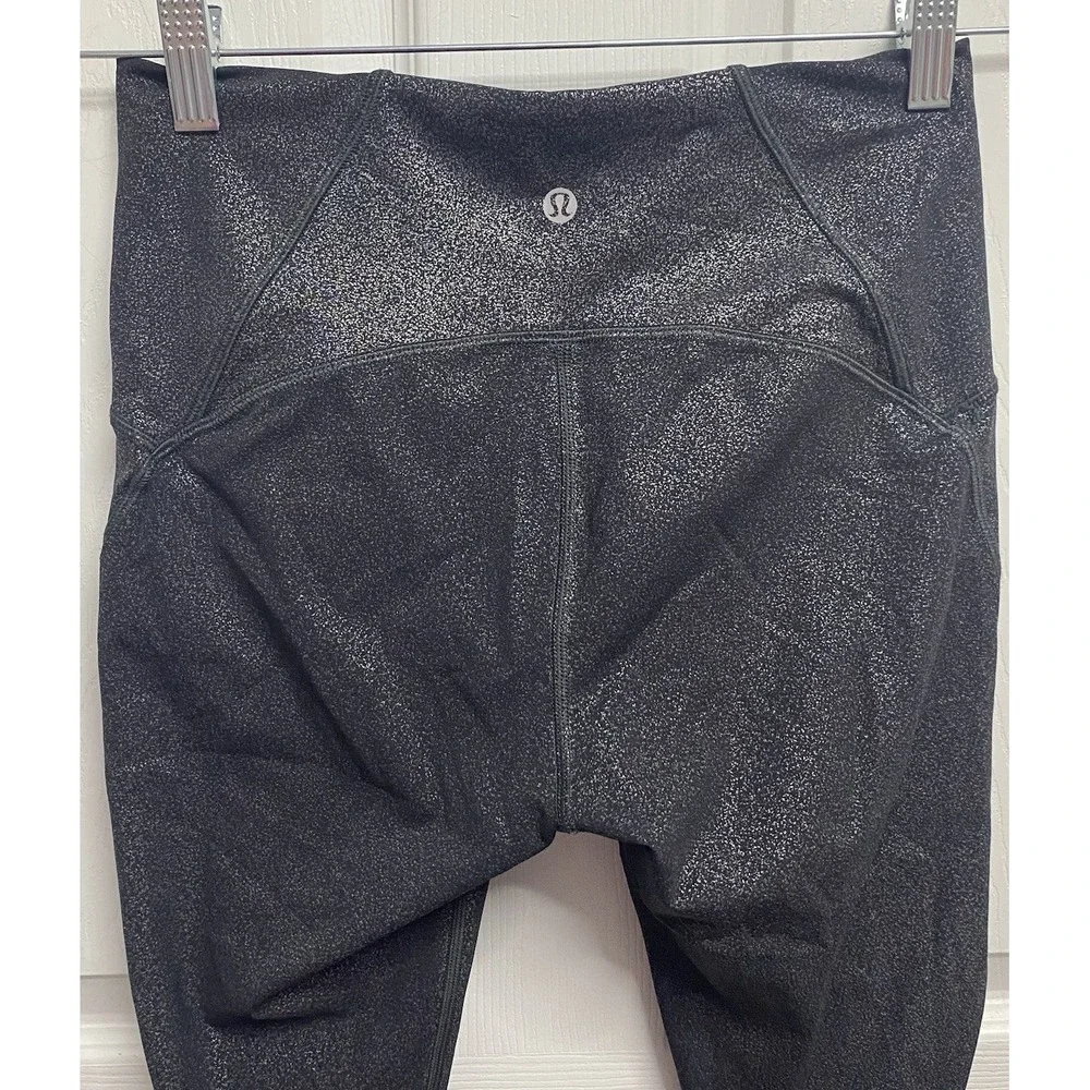 Lululemon Wunder Under Women Sparkle Gray Tights Textured 9